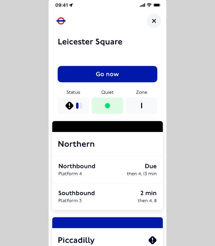 station summary on tfl go map