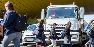 Lorry stopped at junction